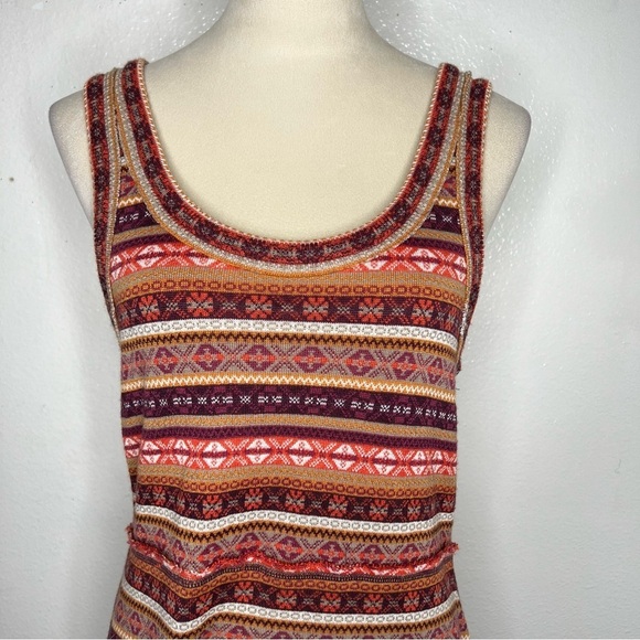 FREE PEOPLE Fair Isle Wool Blend Knit Sweater Dress Brown Sleeveless Size Large - Picture 6 of 15